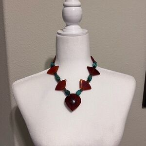 Western Chic turquoise and orange necklace